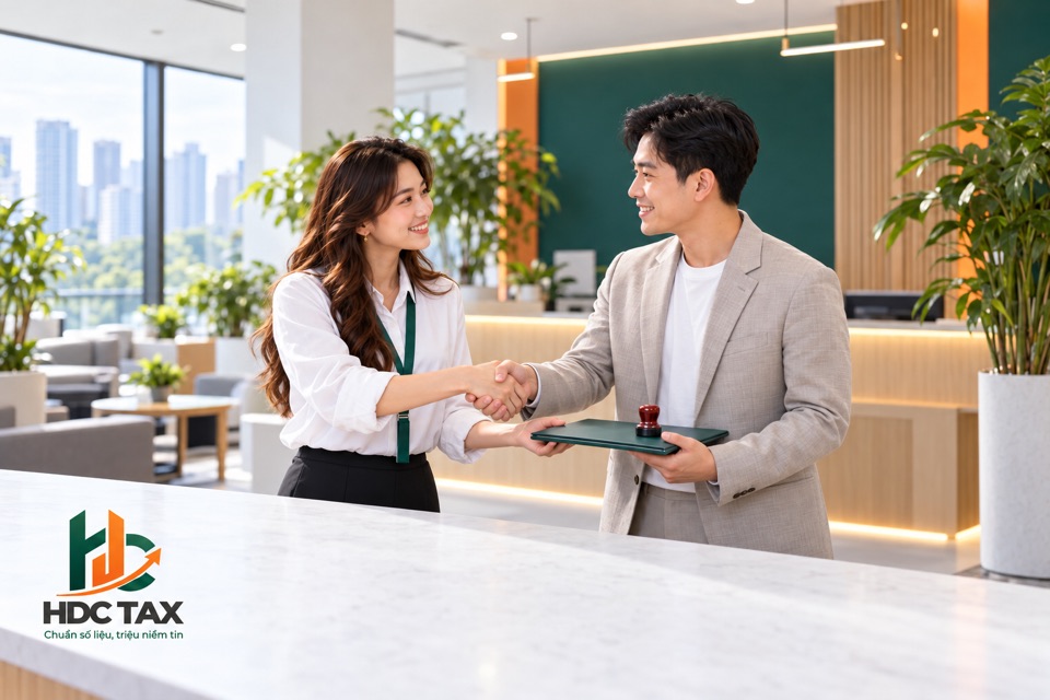 Chủ doanh nghiệp nhận hồ sơ thành lập công ty từ HDCTax